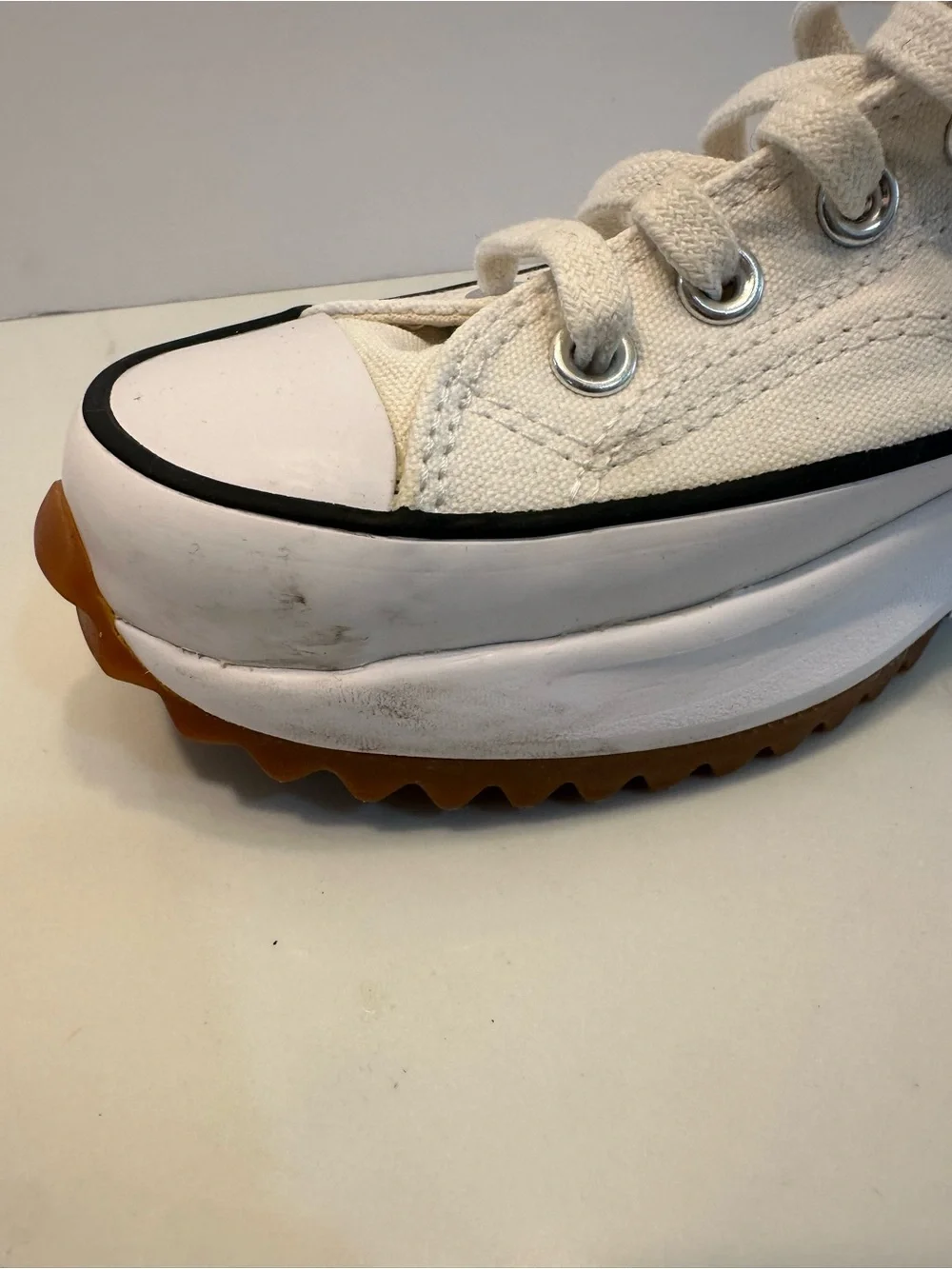 Converse White High-Top Platform Sneakers with Brown/Black Outsole